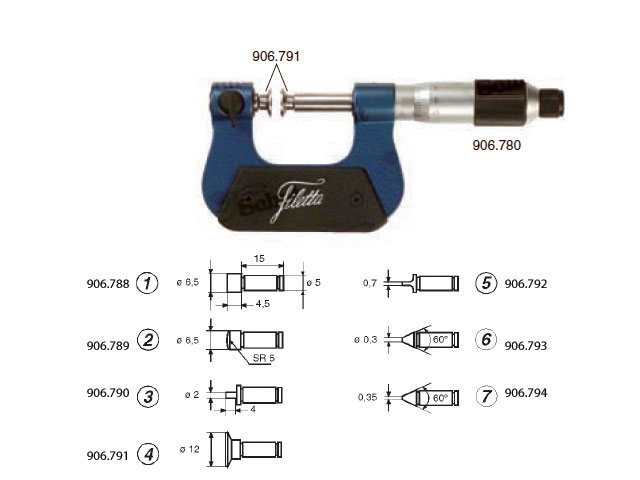 Analog universalmikrometer uden måleindsættelser, 50-75 mm, nøjagtighed ±0,005 mm, gradering 0,01 mm, ikke-roterende spindel, insatsaxel Ø5 mm, levering i plastetui med udskæringer til indsættelser